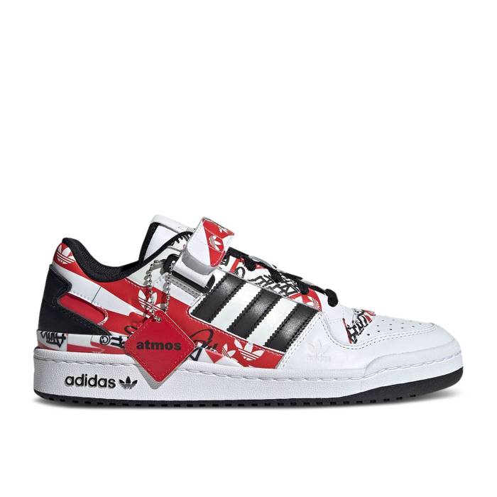 アディダス Adidas 【 Atmos X Forum Low \u0027Graffiti\u0027 Men Footwear White/Core Black/Active Red 】 討論会 メンズ 白いこと 白いこと 中核グループ 黒いこと 黒いこと Red 赤・赤いこと