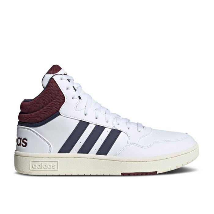 アディダス Adidas 【 Hoops 3.0 Mid Classic 'White Navy Red' Men Cloud White/Shadow Navy/Shadow Red 】 ミッド クラシック 紺色 ネイビー メンズ 白色 ホワイト シャドー・シャドウ 紺色 ネイビー Red 赤・レッド｜スニケス