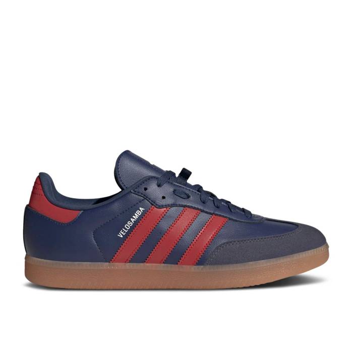 アディダス Adidas 【 Velosamba Vegan 'Navy Blue Scarlet Gum' Men Team Navy Blue/Better Scarlet/Cloud White 】 青色 ブルー メンズ Team チーム 紺色 ネイビー 青色 ブルー 白色 ホワイト｜スニケス