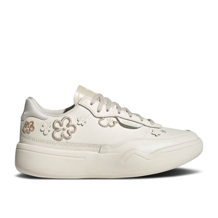 アディダス Adidas 【 Wmns Her Court \u0027Embroidered Flowers\u0027 Women Off White/Off White/Bliss 】 厚地の外套 レディース 白いこと 白いこと