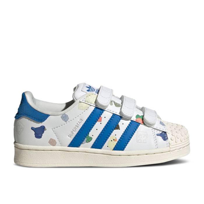 アディダス Adidas 【 Lego X Superstar Cf J \u0027Bricks And Figurine - White Royal Blue\u0027 Youth Footwear White/Royal Blue/Clear White 】 Superstar はやりっ子 白いこと 白いこと 御坊っちゃん キッズ 白いこと 白いこと 青味 青み