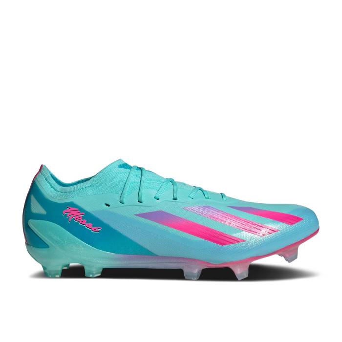 アディダス Adidas 【 X Crazyfast Messi.1 Fg \u0027Bienvenido A Miami\u0027 Men Flash Aqua/Lucid Pink/Lucid Cyan 】 メンズ アクア pink さくら色 シアン