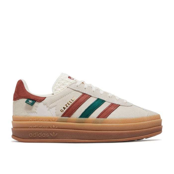 アディダス Adidas 【 Wmns Gazelle Bold \u0027Maple Leaf\u0027 Women Cream White/Wild Sepia/Collegiate Green 】 ガゼル レディース 皮膚軟化剤 白いこと 白いこと wild ワイルド green 緑・緑であること