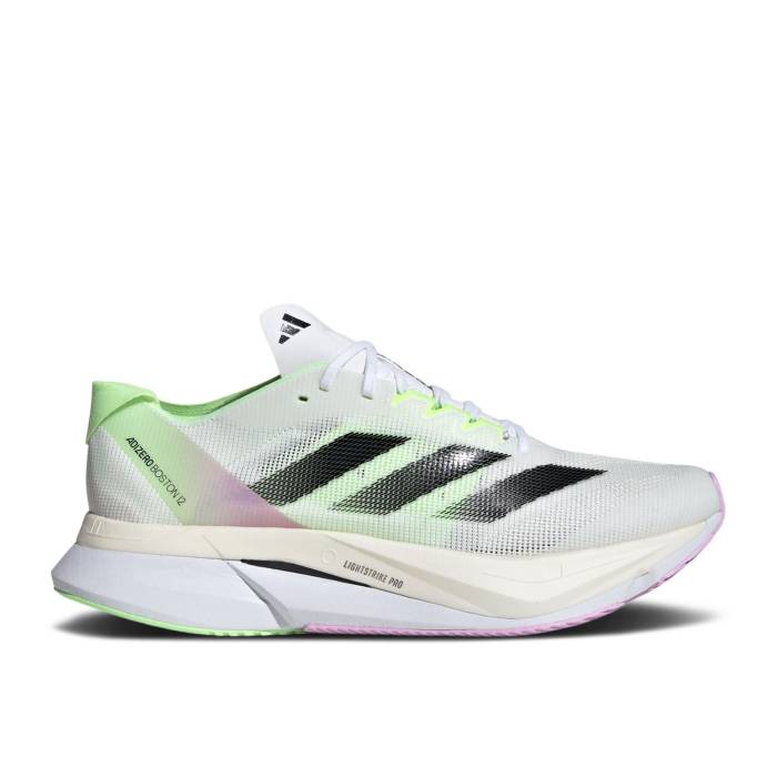 アディダス Adidas 【 Adizero Boston 12 \u0027White Green Spark\u0027 Men Cloud White/Core Black/Green Spark 】 アディゼロ 豆の町 green 緑・緑であること メンズ 白いこと 白いこと 中核グループ 黒いこと 黒いこと green 緑・緑であること