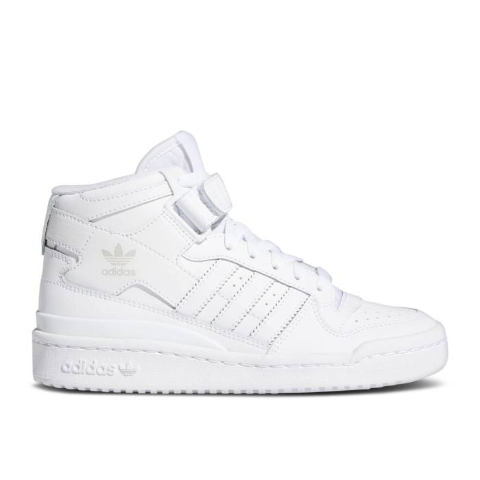 アディダス Adidas 【 Forum Mid J 'Triple White' Youth Cloud White/Cloud White/Cloud White 】 フォーラム ミッド ジュニア キッズ 白色 ホワイト|スニケス
