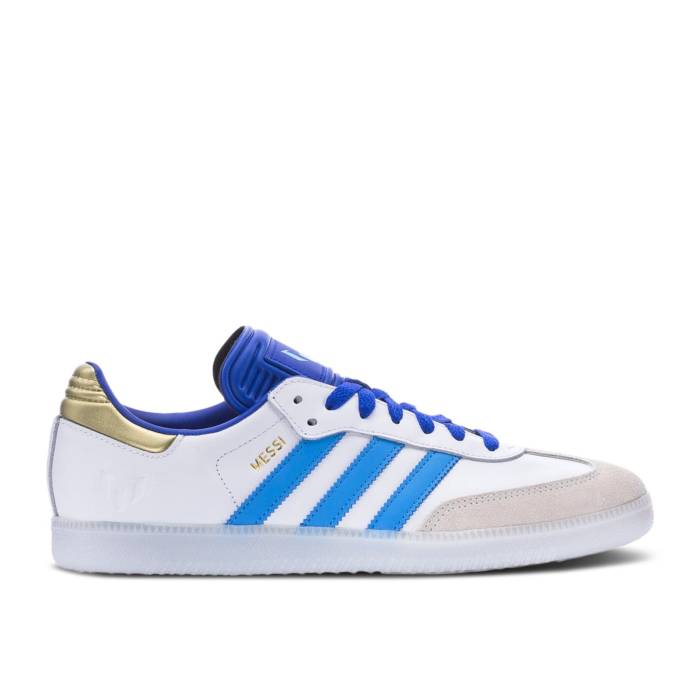 アディダス Adidas 【 Lionel Messi X Samba Indoor \u0027Spark Gen10S\u0027 Men White/Lucid Blue/Blue Burst/Gold 】 サンバ メンズ 白いこと 白いこと 青碧 青色 張り裂ける ゴールド メンズ靴-スニーカー