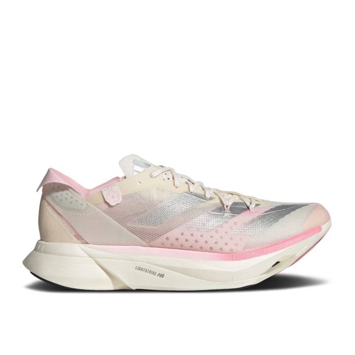 アディダス Adidas 【 Adizero Adios Pro 3 \u0027Sakura\u0027 Men Chalk White/Silver Metallic/Clear Pink 】 アディゼロ アディオス 労働者階級 メンズ 白いこと 白いこと Silver しろがね色・しろがね色 pink サクラ色
