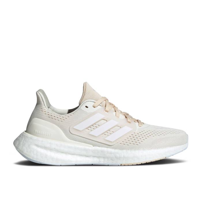 アディダス Adidas 【 Wmns Pureboost 23 \u0027Ivory Zero Metallic\u0027 Women Ivory/Zero Metallic/Halo Blue 】 皆無 レディース 象牙色 皆無 青み 青色