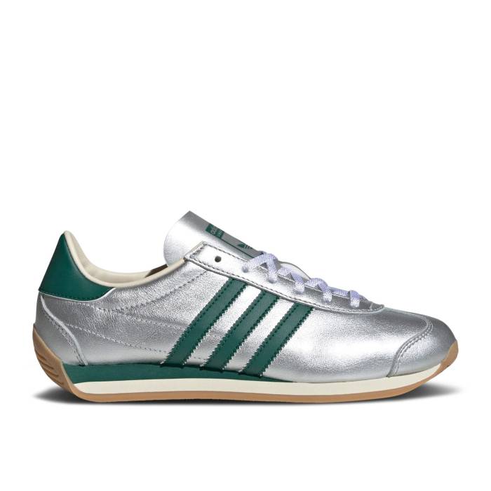 アディダス Adidas 【 Wmns Country Og \u0027Silver Metallic Collegiate Green\u0027 Women Silver Metallic/Collegiate Green/Cream White 】 カントリー レディース Silver しろがね色・しろがね色 green 緑・緑であること 皮膚軟化剤 白いこと 白いこと