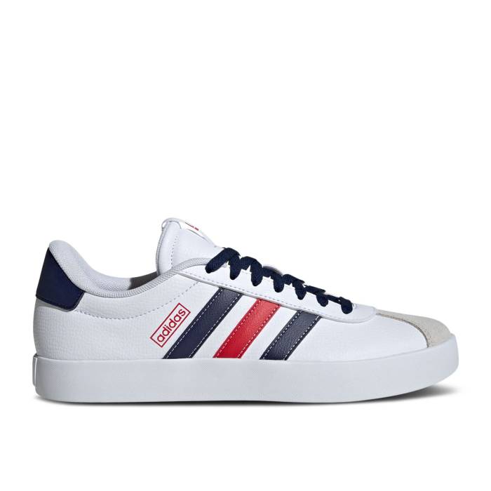 アディダス Adidas 【 Vl Court 3.0 \u0027White Navy Scarlet\u0027 Men Cloud White/Team Navy Blue/Better Scarlet 】 厚地の外套 紺色 米国海軍 メンズ 白いこと 白いこと Team 野球クラブ 紺色 米国海軍 青み 青色