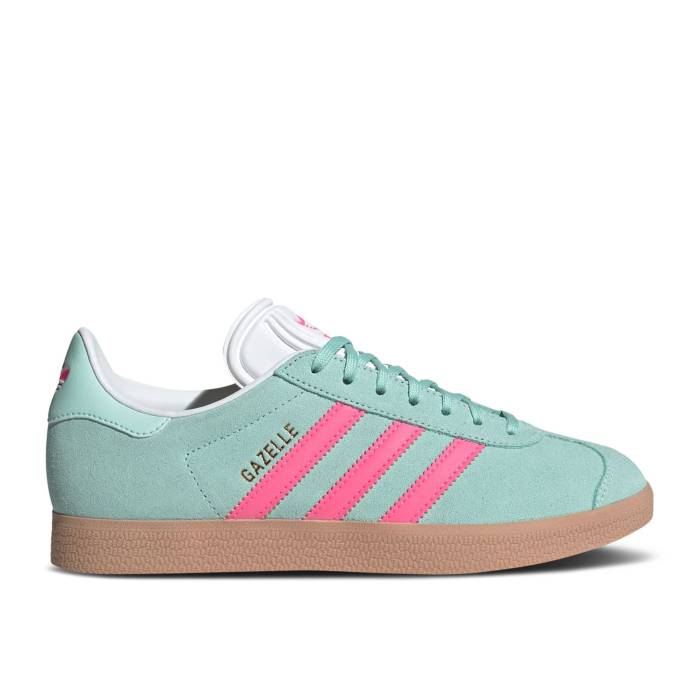 アディダス Adidas 【 Wmns Gazelle \u0027Semi Flash Aqua Lucid Pink\u0027 Women Semi Flash Aqua/Lucid Pink/Off White 】 ガゼル アクア レディース アクア pink サクラ色 白いこと 白いこと