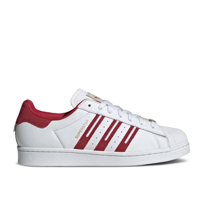 アディダス Adidas 【 Superstar \u0027Embroidered Red Stripes\u0027 Men Cloud White/Team Victory Red/Grey One 】 Superstar はやりっ子 Red 赤・赤いこと メンズ 白いこと 白いこと Team 野球クラブ Victory 制勝 Red 赤・赤いこと 灰