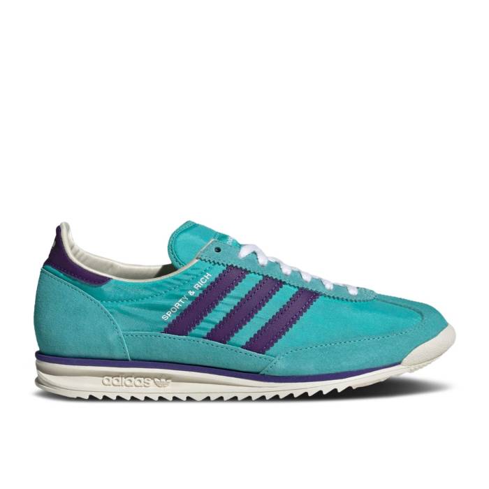 アディダス Adidas 【 Sporty \u0026 Rich X Wmns Sl72 Og \u0027Mint Rush\u0027 Women Mint Rush/Power Purple/Cream White 】 レディース rush 混雑時 Power 力強さ Purple 紫・パープル 皮膚軟化剤 白いこと 白いこと レディース靴-スニーカー-靴