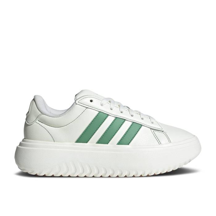 アディダス Adidas 【 Wmns Grand Court Platform \u0027White Preloved Green\u0027 Women Off White/Preloved Green/Gum 】 競技場 厚地の外套 レディース 白いこと 白いこと green 緑・緑であること