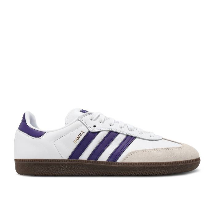 アディダス Adidas 【 Samba Adv \u0027White Collegiate Purple\u0027 Men Cloud White/Collegiate Purple/Gold Metallic 】 サンバ メンズ 白いこと 白いこと Purple 紫・パープル ゴールド