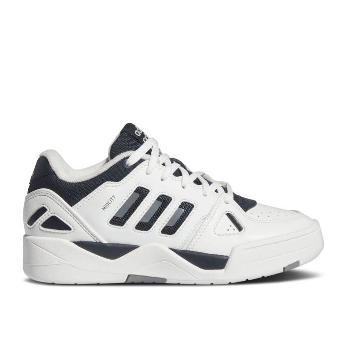 アディダス Adidas 【 Midcity Low J 'White Aurora Ink' Youth Core White/Aurora Ink/Grey Three 】 ジュニア キッズ コア 白色 ホワイト 灰色 グレー｜スニケス