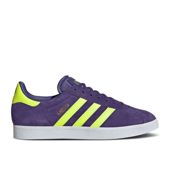 アディダス Adidas 【 Lionel Messi X Gazelle 'Triunfo Estelar Pack' Men Purple/Lucid Lemon/Cloud White 】 ガゼル メンズ Purple 紫・パープル 白色 ホワイト