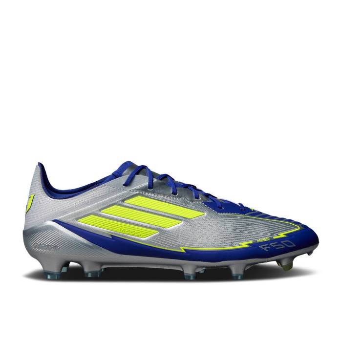 アディダス Adidas 【 Messi Adizero F50 Elite Fg \u0027La Vida Rapida Pack\u0027 Men Silver Metallic/Solar Yellow/Lucid Blue 】 アディゼロ エリート メンズ Silver しろがね色・しろがね色 yellow 黄味がかった・黄色 青み 青色