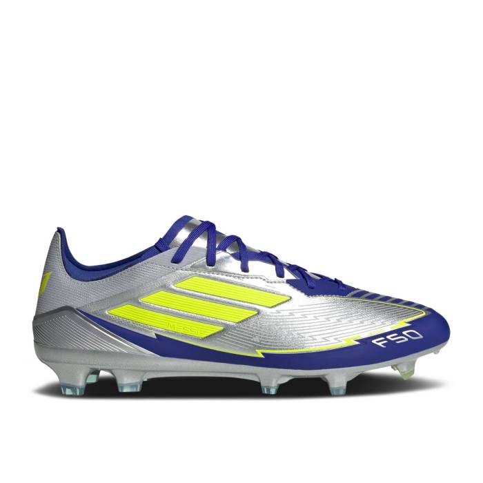 アディダス Adidas 【 Messi Adizero F50 Pro Fg 'La Vida Rapida Pack' Men Silver Metallic/Solar Yellow/Lucid Blue 】 アディゼロ プロ メンズ Silver 銀色・シルバー yellow 黄色・イエロー 青色 ブルー