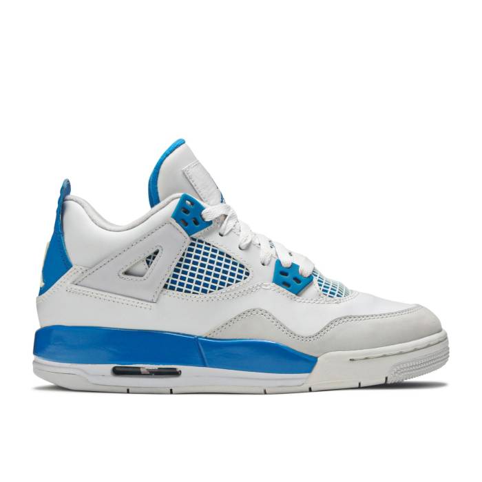 ナイキ エアジョーダン Air Jordan 【 Jordan 4 Retro Gs 'Military Blue' 2012 Youth White/Military Blue/Neutral Grey 】 レトロ ジュニア キッズ 白色 ホワイト 青色 ブルー 灰色 グレー|スニケス