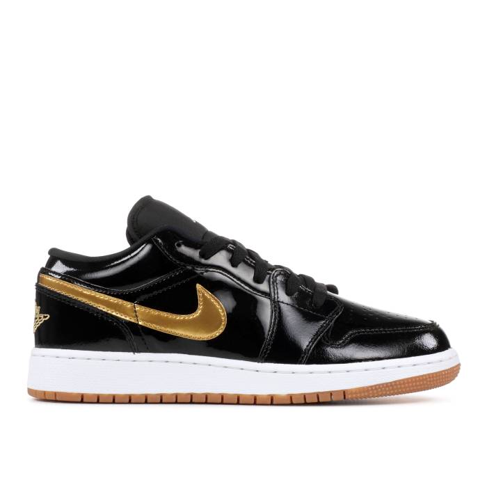 ナイキ エアジョーダン Air Jordan 【 Jordan 1 Low ガウス \u0027Metallic Gold\u0027 Youth Black/Metallic Gold 】 お坊っちゃん キッズ 黒いこと 黒いこと ゴールド
