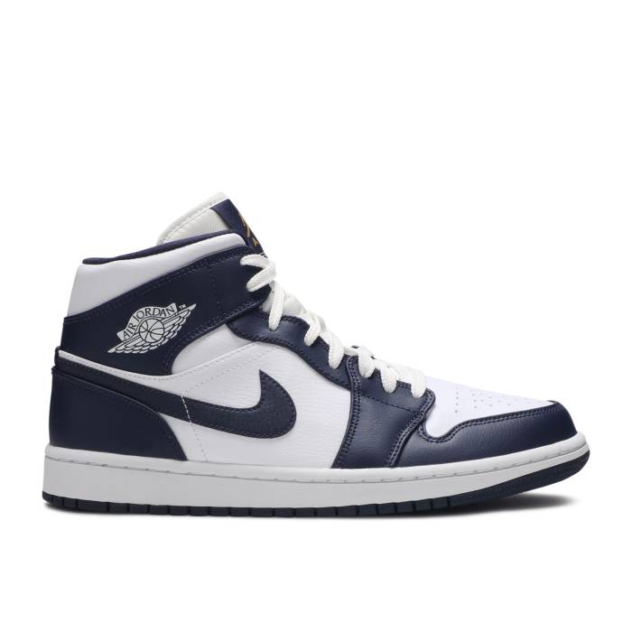 ナイキ エアジョーダン Air Jordan 【 Jordan 1 Mid \u0027Obsidian\u0027 Men White/Obsidian-Metallic Gold 】 ミッド メンズ 白いこと 白いこと ゴールド