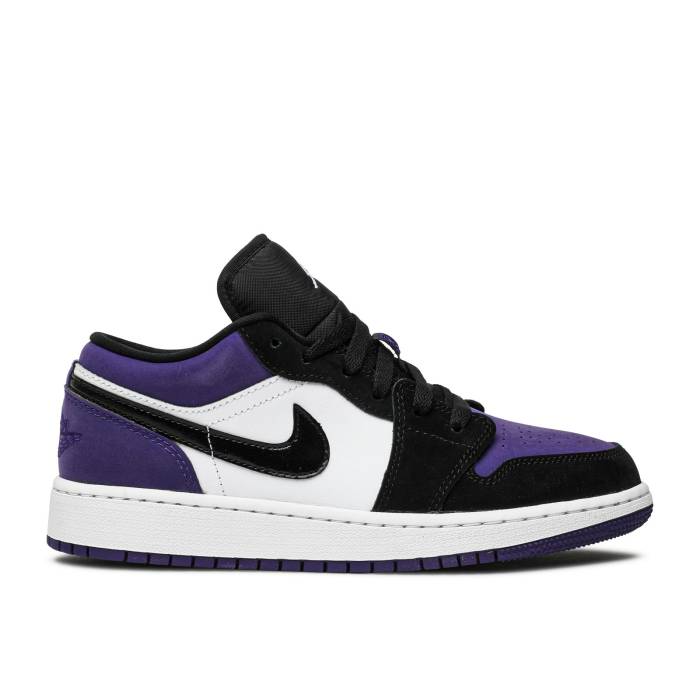 ナイキ エアジョーダン Air Jordan 【 Jordan 1 Low ガウス \u0027Court Purple\u0027 Youth White/Black/Court Purple 】 お坊っちゃん キッズ 白いこと 白いこと 黒いこと 黒いこと 厚地の外套 Purple 紫・パープル