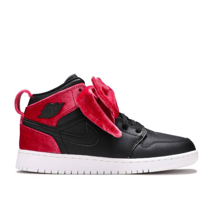 ナイキ エアジョーダン Air Jordan 【 Jordan 1 Mid Bow Xld ガウス \u0027Noble Red\u0027 Youth Black/Noble Red/White 】 ミッド 御坊っちゃん キッズ 黒いこと 黒いこと Red 赤・赤いこと 白いこと 白いこと