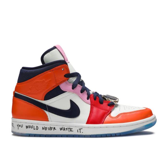 ナイキ エアジョーダン Air Jordan 【 Melody Ehsani X Wmns Jordan 1 Mid \u0027Fearless\u0027 Women White/Black/Half Blue/Habanero Red 】 ミッド レディース 白いこと 白いこと 黒いこと 黒いこと 二分の一 青味 青み Red 赤・赤いこと
