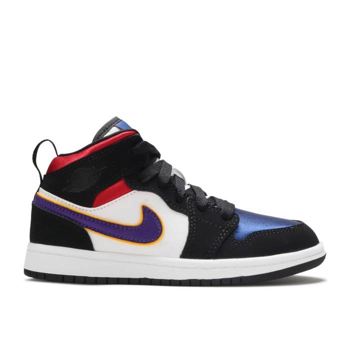 ナイキ　エアジョーダン Air Jordan 【 Jordan 1 Mid Se Ps 'Rivals' Youth Black/Field Purple/White/Gym Red 】 ミッド ジュニア キッズ 黒色 ブラック Field フィールド Purple 紫・パープル 白色 ホワイト Red 赤・レ