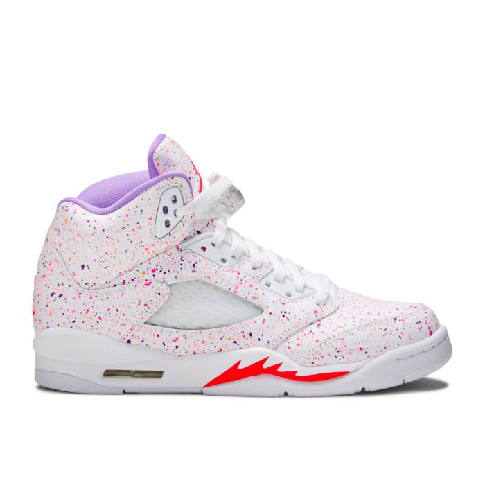ナイキ エアジョーダン Air Jordan 【 Jordan 5 Retro Gg Easter Youth White/Laser Crimson/Voltage Purple 】 レトロ ジュニア キッズ 白色 ホワイト Laser レーザー クリムゾン Purple 紫・パープル