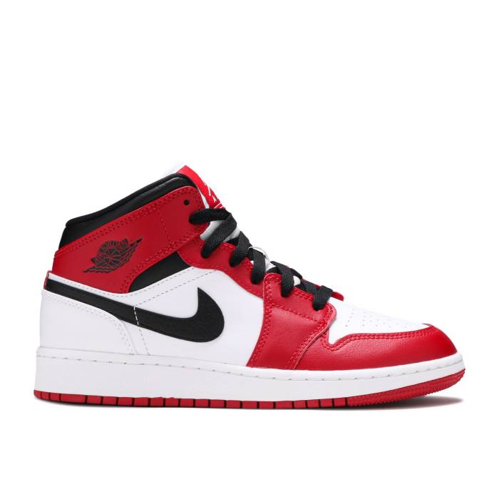 ナイキ エアジョーダン Air Jordan 【 Jordan 1 Mid ガウス \u0027Chicago\u0027 Youth White/Gym Red/Black 】 ミッド お坊っちゃん キッズ 白いこと 白いこと Red 赤・赤いこと 黒いこと 黒いこと