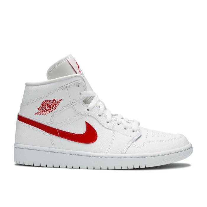 ナイキ エアジョーダン Air Jordan 【 Wmns Jordan 1 Mid \u0027White University Red\u0027 Women White/University Red 】 ミッド レディース 白いこと 白いこと Red 赤・赤いこと