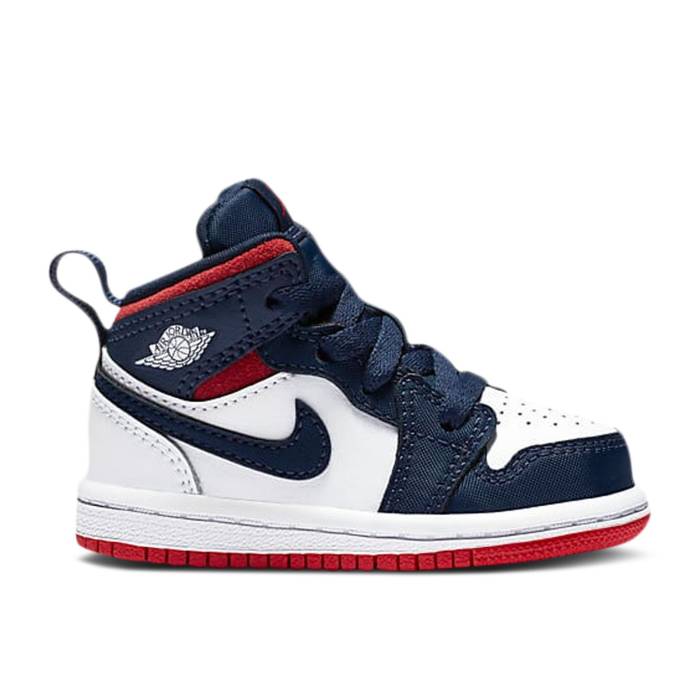 ナイキ エアジョーダン Air Jordan 【 Jordan 1 Mid Se Td \u0027Olympic\u0027 Infant White/Midnight Navy/Metallic Gold/University Red 】 ミッド もの言う花 白いこと 白いこと 紺色 米国海軍 ゴールド Red 赤・赤いこと