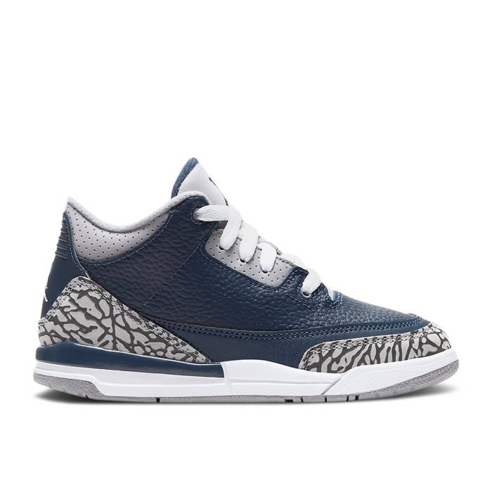 ナイキ　エアジョーダン Air Jordan 【 Jordan 3 Retro Ps 'Georgetown' Youth Midnight Navy/Cement Grey/White 】 レトロ ジュニア キッズ 紺色 ネイビー 灰色・シメント 灰色 グレー 白色 ホワイト