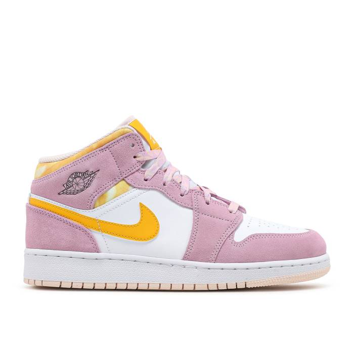 ナイキ エアジョーダン Air Jordan 【 Jordan 1 Mid Se ガウス \u0027Arctic Pink\u0027 Youth Light Arctic Pink/University Gold/White 】 ミッド 御坊っちゃん キッズ pink サクラ色 ゴールド 白いこと 白いこと