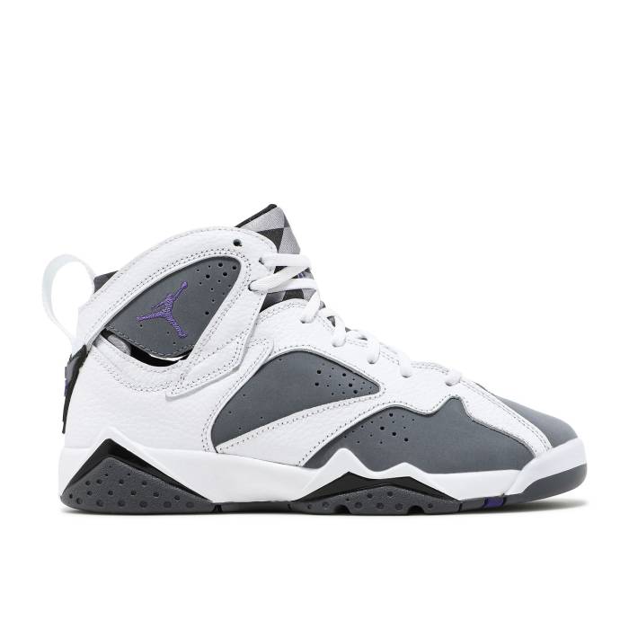 ナイキ エアジョーダン Air Jordan 【 Jordan 7 Retro Gs Flint 2021 Youth White/Flint Grey/Varsity Purple 】 レトロ ジュニア キッズ 白色 ホワイト 灰色 グレー Purple 紫・パープル