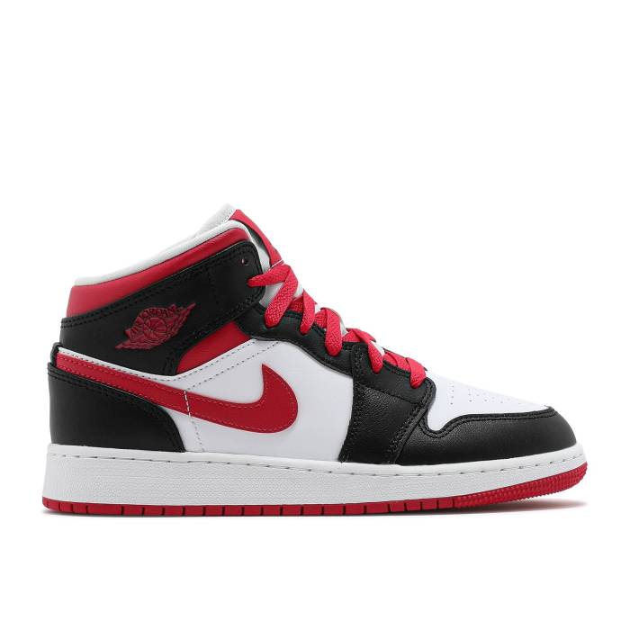 ナイキ エアジョーダン Air Jordan 【 Jordan 1 Mid Gs 'White Very Berry' Youth Black/Very Berry/White 】 ミッド ジュニア キッズ 黒色 ブラック 白色 ホワイト|スニケス