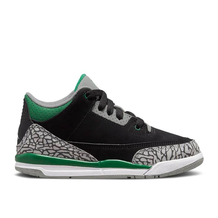 ナイキ エアジョーダン Air Jordan 【 Jordan 3 Retro Ps \u0027Pine Green\u0027 Youth Black/Silver/White/Pine Green 】 レトロ 御坊っちゃん キッズ 黒いこと 黒いこと Silver しろがね色・しろがね色 白いこと 白いこと green 緑・緑であること 靴-キッズファッション-スニーカー