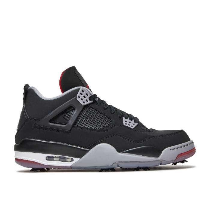 ナイキ エアジョーダン Air Jordan 【 Jordan 4 Golf \u0027Bred\u0027 Men Black/Fire Red/Cement Grey/White 】 golf ゴルフ メンズ 黒いこと 黒いこと たき火 Red 赤・赤いこと 薄墨色・シメント 薄墨色 薄墨色 白いこと 白いこと