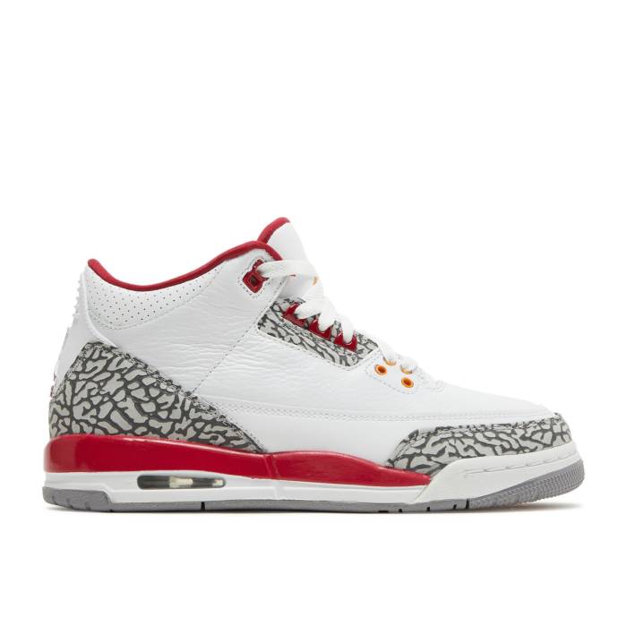 ナイキ エアジョーダン Air Jordan 【 Jordan 3 Retro ガウス \u0027Cardinal Red\u0027 Youth White/Light Curry/Cardinal Red/Cement Grey 】 レトロ お坊っちゃん キッズ 白いこと 白いこと カリー 枢機卿 Red 赤・赤いこと 薄墨色・シメン