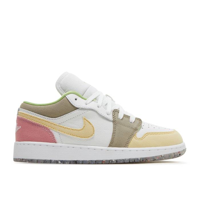 ナイキ エアジョーダン Air Jordan 【 Jordan 1 Low Se ガウス \u0027Pastel Grind\u0027 Youth White/White/Vivid Green 】 御坊っちゃん キッズ 白いこと 白いこと green 緑・緑であること