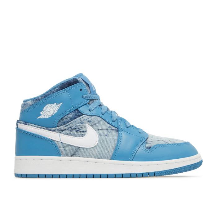 ナイキ エアジョーダン Air Jordan 【 Jordan 1 Mid ガウス \u0027Washed Denim\u0027 Youth Dutch Blue/White 】 ミッド 御坊っちゃん キッズ 青味 青色 白いこと 白いこと スニーカー-キッズファッション