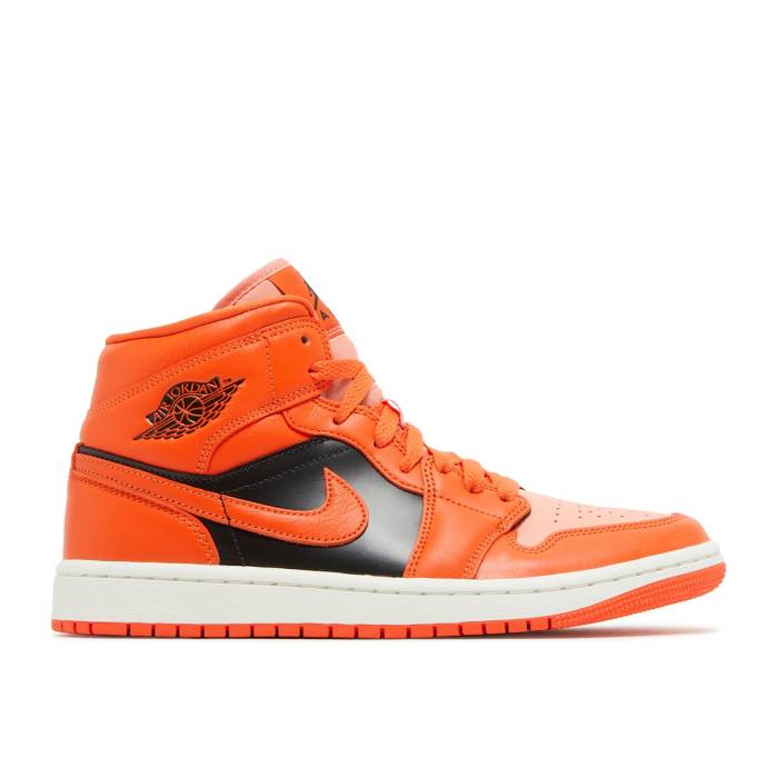 ナイキ エアジョーダン Air Jordan 【 Wmns Jordan 1 Mid Se \u0027Rush Orange\u0027 Women Crimson Bliss/Rush Orange 】 ミッド レディース クリムゾン rush 混雑時 orange 橙・オレンジ色