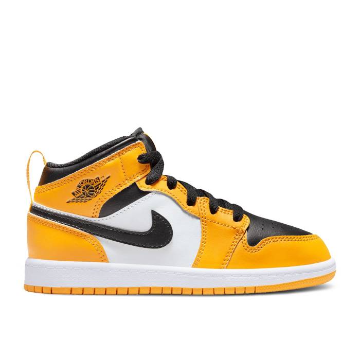 ナイキ エアジョーダン Air Jordan 【 Jordan 1 Mid Ps \u0027Reverse Yellow Toe\u0027 Youth Taxi/White/Black 】 ミッド yellow 黄味がかった・黄色 御坊っちゃん キッズ 白いこと 白いこと 黒いこと 黒いこと