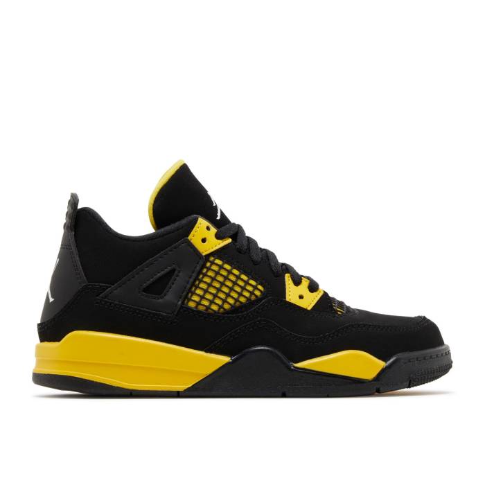 ナイキ エアジョーダン Air Jordan 【 Jordan 4 Retro Ps Thunder 2023 Youth Black/Tour Yellow 】 レトロ ジュニア キッズ 黒色 ブラック yellow 黄色・イエロー