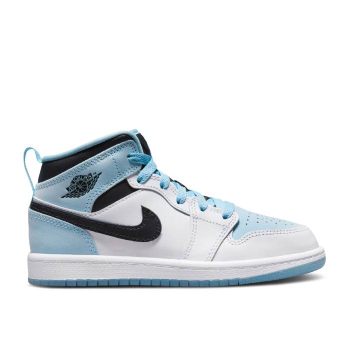 ナイキ エアジョーダン Air Jordan 【 Jordan 1 Mid Se Ps \u0027White Ice Blue\u0027 Youth White/Ice Blue/Black 】 ミッド 御坊っちゃん キッズ 白いこと 白いこと 青味 青み 黒いこと 黒いこと