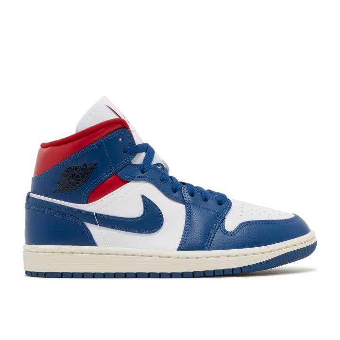 ナイキ エアジョーダン Air Jordan 【 Wmns Jordan 1 Mid \u0027French Blue\u0027 Women White/Gym Red/Sail/French Blue 】 ミッド レディース 白いこと 白いこと Red 赤・赤いこと 青み 青色
