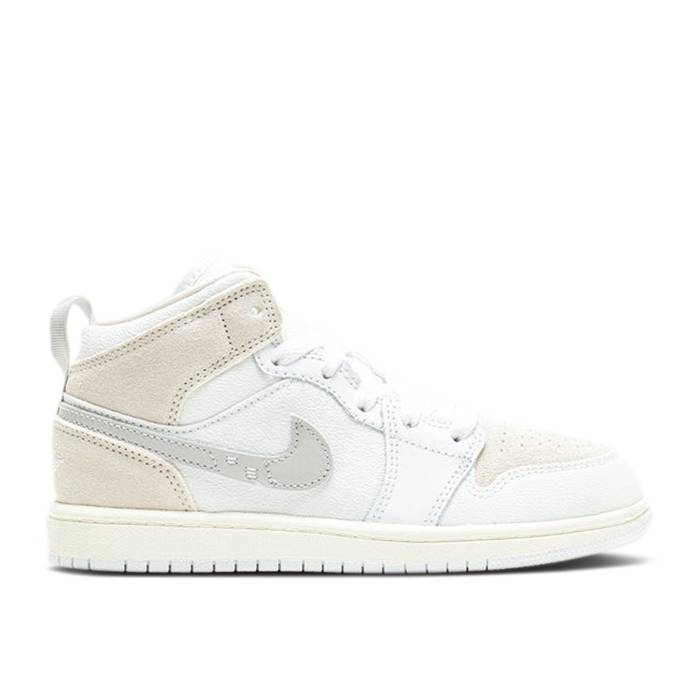 ナイキ エアジョーダン Air Jordan 【 Jordan 1 Mid Se Craft Ps \u0027Inside Out - White Sail\u0027 Youth White/Light Orewood Brown/Tech Grey/Sail 】 ミッド 白いこと 白いこと 御坊っちゃん キッズ 白いこと 白いこと 赤銅色 赤銅色 テック