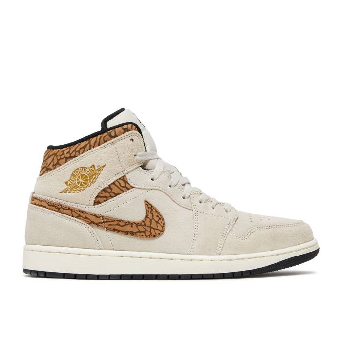 ナイキ エアジョーダン Air Jordan 【 Jordan 1 Mid Se Brown Elephant Men Light Orewood Brown/Metallic Gold/White/Light British Tan/Sail 】 ミッド メンズ 茶色 ブラウン ゴールド 白色 ホワイト